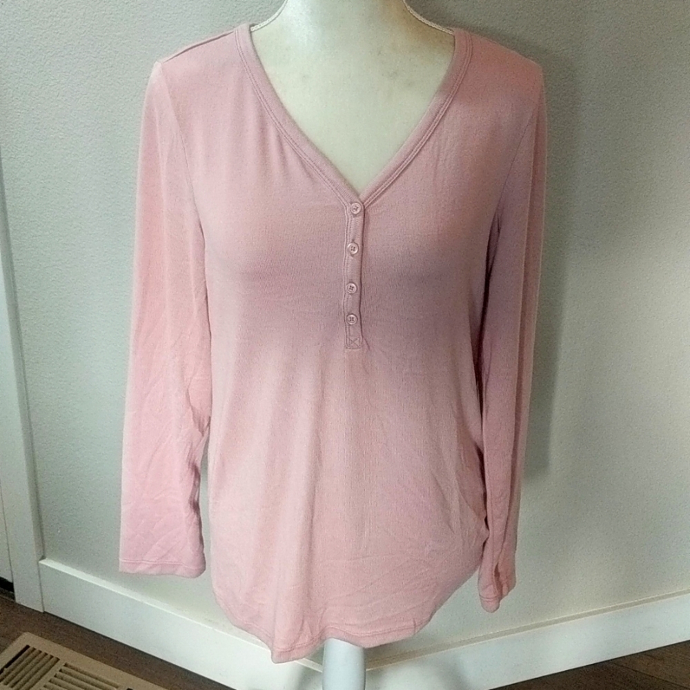 New Charter Club Knit Pink Long Sleeve Pajama Top Medium